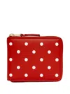 Comme Des Garçons Polka-dot Zip-around Wallet In Red