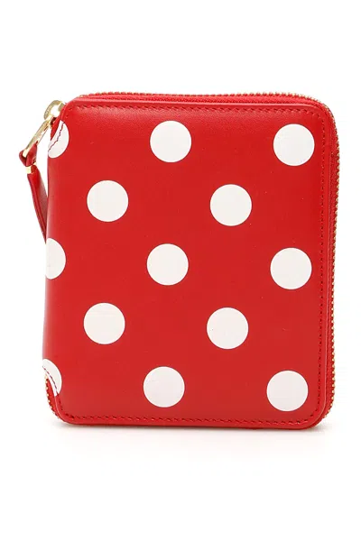 Comme Des Garçons Polka Dot Zip-around Wallet In Red
