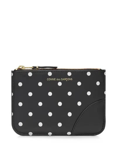 Comme Des Garçons Polka Dot Zip Wallet In Black