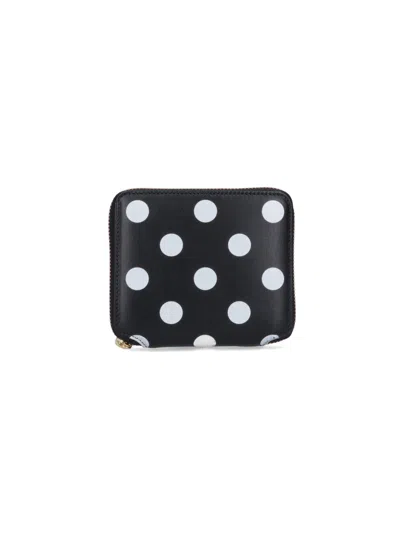 Comme Des Garçons Polka Dot Zip Wallet In Black