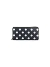 Comme Des Garçons Dots Printed Leather Line Zip Around In Black  