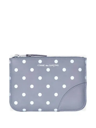 Comme Des Garçons Polka-dot Zip Wallet In Gray