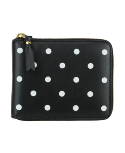 Comme Des Garçons Polka-dot Zipped Wallet In Black