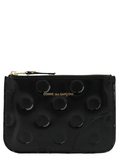Comme Des Garçons Polka Dots Embossed Purse In Black