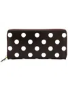 Comme Des Garçons Dots Printed Leather Line Zip Around In Brown