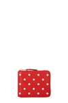 Comme Des Garçons Polka Dots Printed Wallet In Red