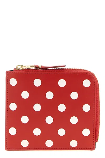 Comme Des Garçons Polka Dots Printed Wallet In Red