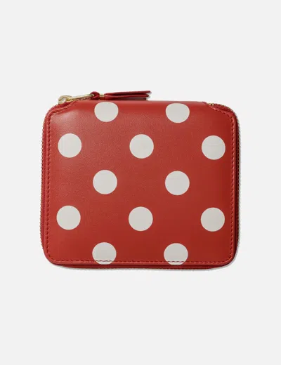 Comme Des Garçons Polka Dots Printed Wallet In Red