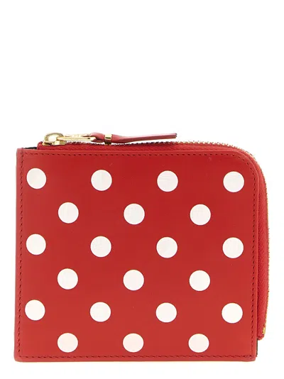 Comme Des Garçons Polka Dots Printed Wallet In Red
