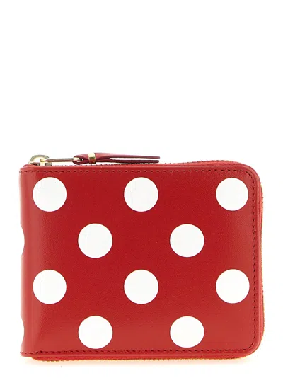 Comme Des Garçons Polka Dots Printed Wallet In Red