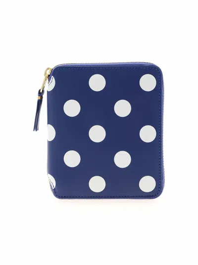 Comme Des Garçons Polka Dots Wallet In Blue
