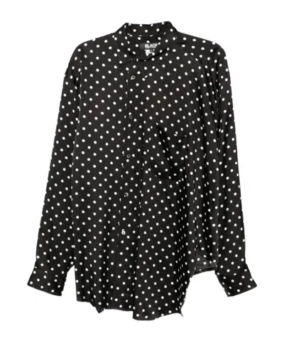 Comme Des Garçons Polka-dot Asymmetric Shirt In Black