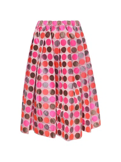 Comme Des Garçons Polka-dot Jacquard Midi Skirt In Multi