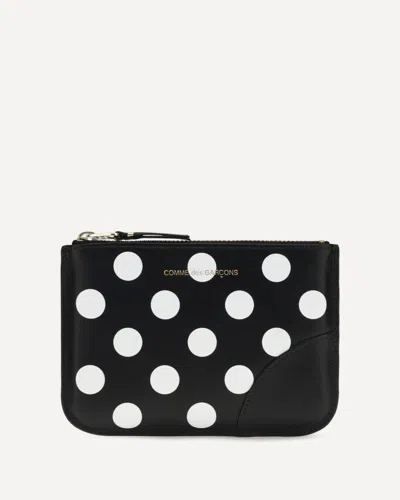 Comme Des Garçons Polka-dot Leather Coin Purse In Black