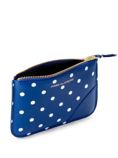 Comme Des Garçons Polka-dot-print Wallet In Blue