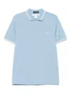 Comme Des Garçons Light Blue Polo With Striped Trim And Button Closure In Blue