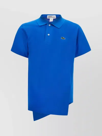 Comme Des Garçons Polo Shirt Piquet Asymmetric Hemline In Blue