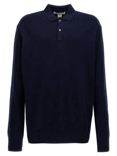 Comme Des Garçons Sweater Collar Polo Long Sleeves In Blue