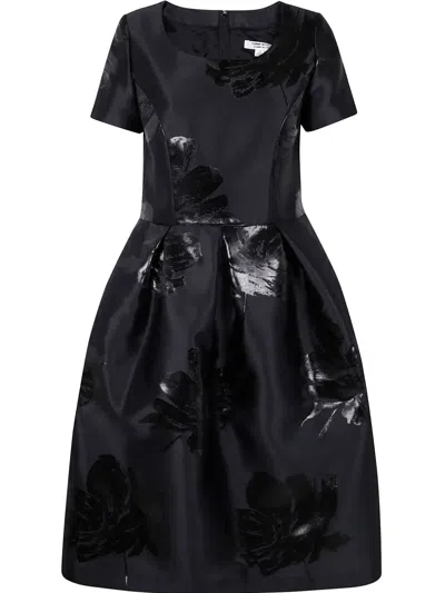 Comme Des Garçons Woman Overall Dress Floral Pattern In Black