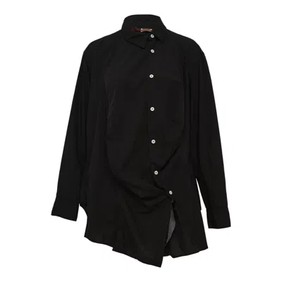 Comme Des Garçons Polyester Broad Asymmetrical Blouse In Black