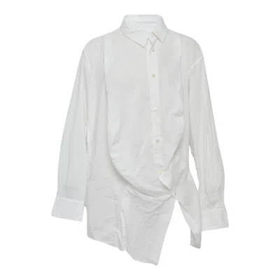 Comme Des Garçons Polyester Broad Asymmetrical Blouse In White