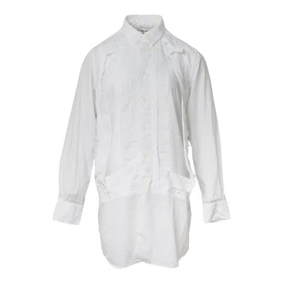 Comme Des Garçons Polyester Broad Cutting Out Blouse In White