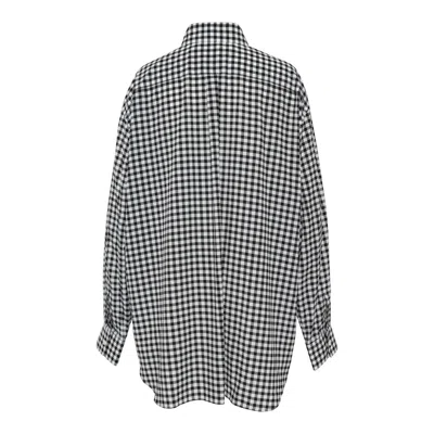 Comme Des Garçons Polyester Crepe De Chine Check Blouse In Black