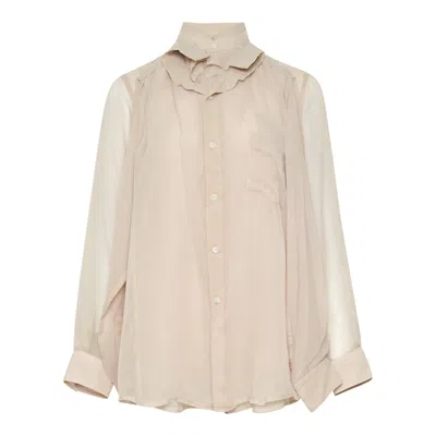 Comme Des Garçons Polyester Georgette Blouse In Neutral
