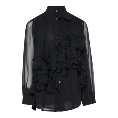 Comme Des Garçons Polyester Georgette Blouse In Black