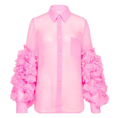 Comme Des Garçons Polyester Georgette Blouse In Pink