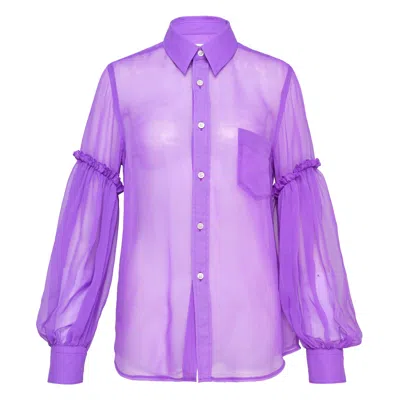 Comme Des Garçons Polyester Georgette Blouse In Purple