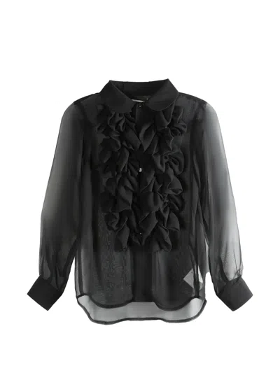 Comme Des Garçons Polyester Georgette Blouse In Black