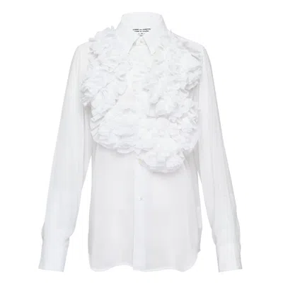 Comme Des Garçons Polyester Georgette Shirt In White