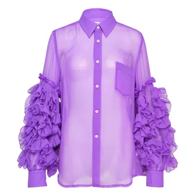 Comme Des Garçons Polyester Georgette Thin Blouse In Purple