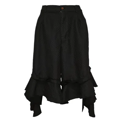 Comme Des Garçons Polyester Jacquard Shorts In Black
