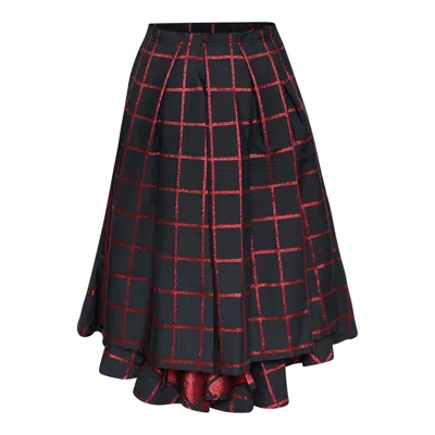 Comme Des Garçons Polyester Lame Block Jacquard Skirt In Multi