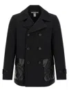 Comme Des Garçons Double-breasted Canvas Coat In Black