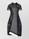 Comme Des Garçons Black White Polyester Mini Dress In Black