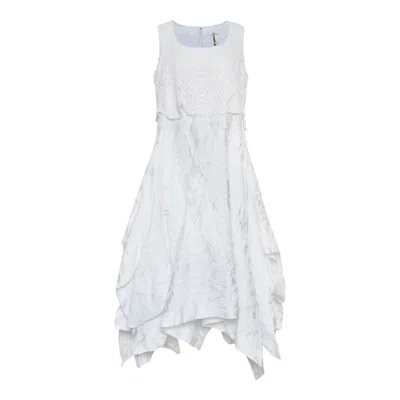 Comme Des Garçons Polyester Nylon Jacquard X Cotton Dress In White