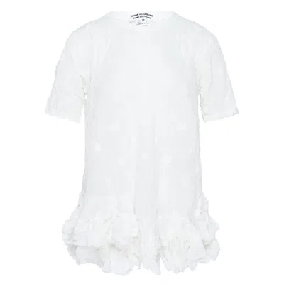 Comme Des Garçons Polyester Raschel Pile Lace Tee In White