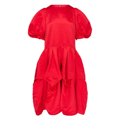 Comme Des Garçons Polyester Satin Garment Dyed Dress In Red