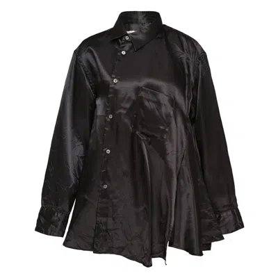 Comme Des Garçons Polyester Satin Garment Treated Blouse In Black