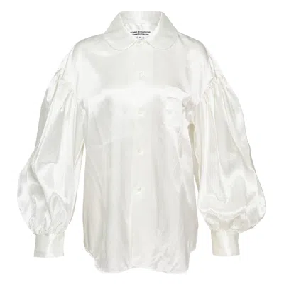 Comme Des Garçons Polyester Satin Garment Washed Blouse In White