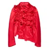 Comme Des Garçons Ruched Asymmetrical Jacket In Red