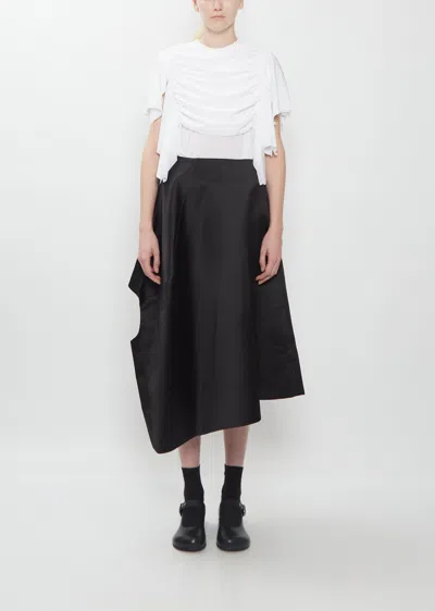 Comme Des Garçons Polyester Satin Thick Anymmetrical Skirt In Black