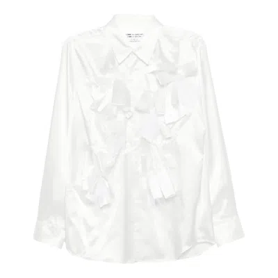 Comme Des Garçons Polyester Satin X Nylon Tulle Blouse In White