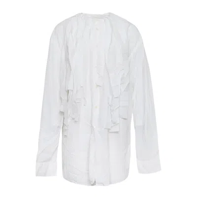 Comme Des Garçons Polyester Spun Broad Medium Blouse In White