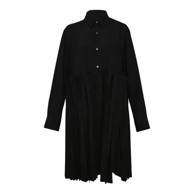 Comme Des Garçons Polyester Spun Broad Pleated Blouse In Black