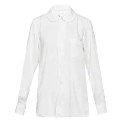 Comme Des Garçons Polyester Spun Broad Thin Blouse In White
