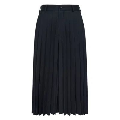 Comme Des Garçons Polyester Twill Pleated Skirt In Black